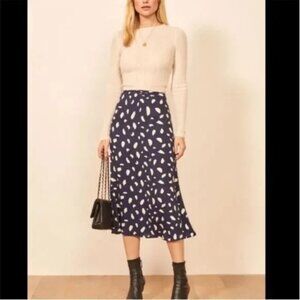 Reformation Bea Paint Splatter Zoe Midi Skirt